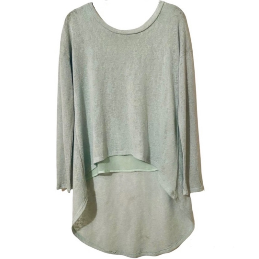 Light Blue/Green High-Low Lined Sweater